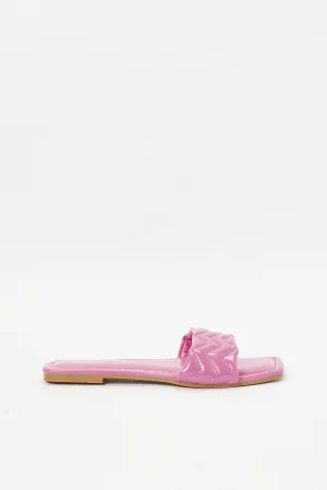 Women Pink Quilted Mule