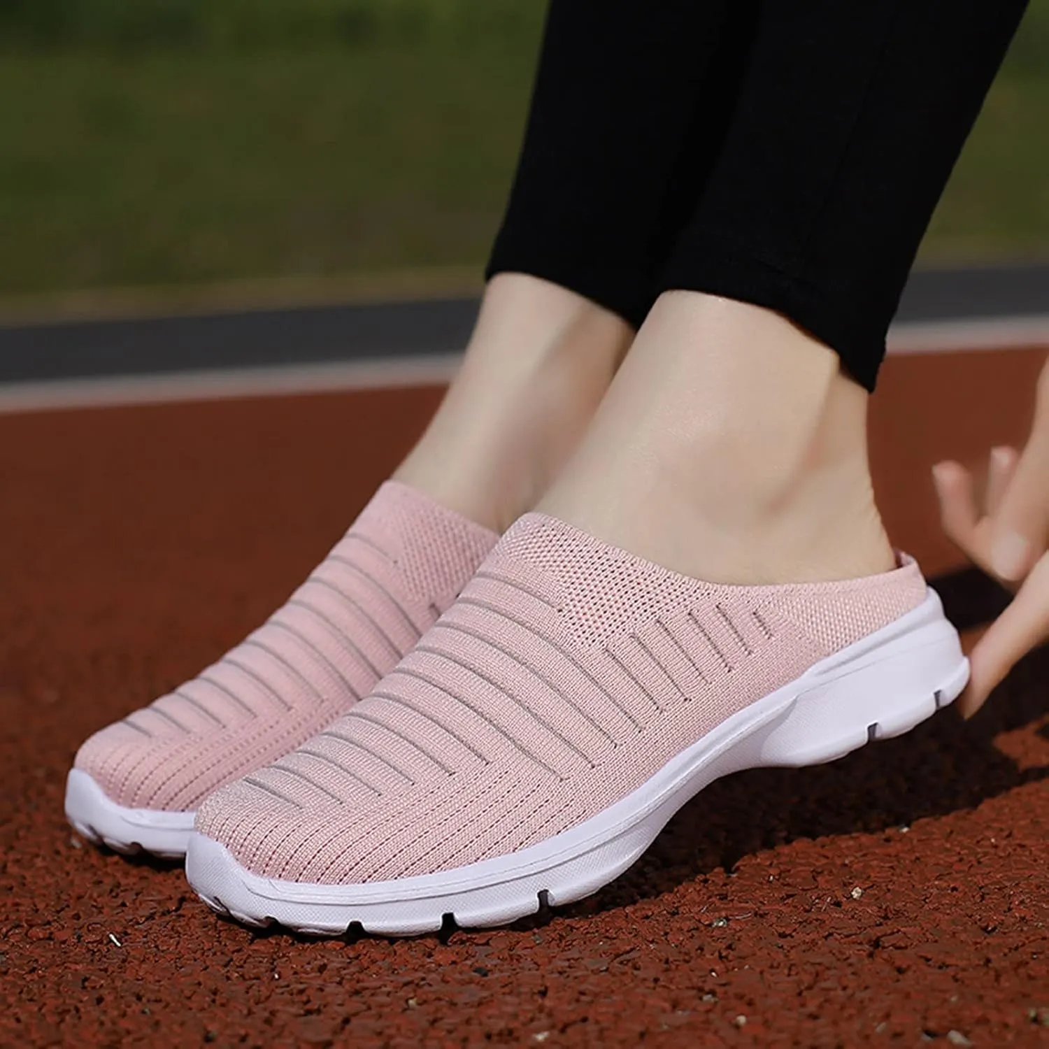 Womens Backless Sneakers Mesh Slip-on Mule Shoes Non Slip Work Shoes Women Food Service Casual Black Shoes Shoes Sneakers Waterproof Tennis Shoe Loafers Casual Slip On