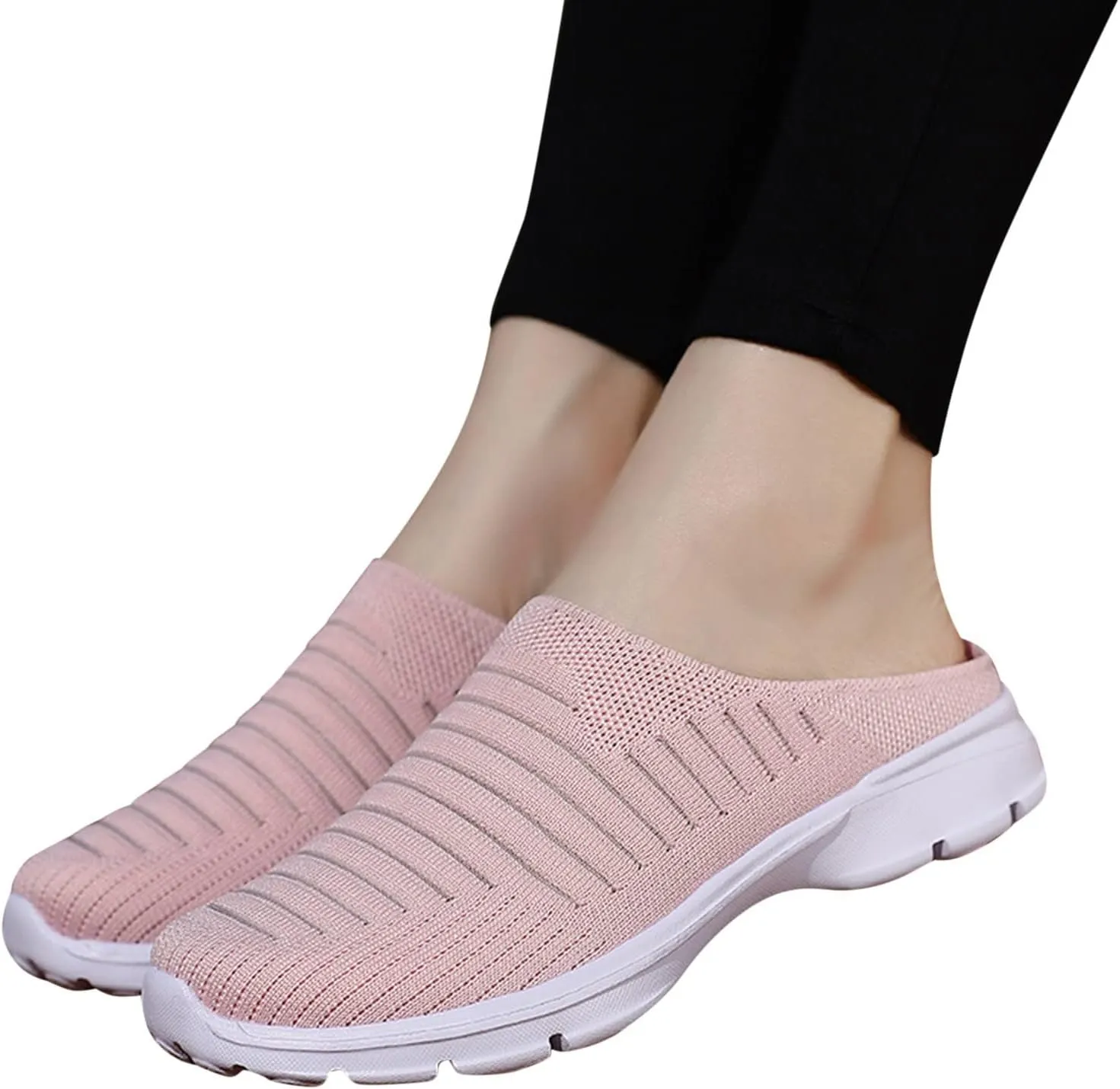 Womens Backless Sneakers Mesh Slip-on Mule Shoes Non Slip Work Shoes Women Food Service Casual Black Shoes Shoes Sneakers Waterproof Tennis Shoe Loafers Casual Slip On