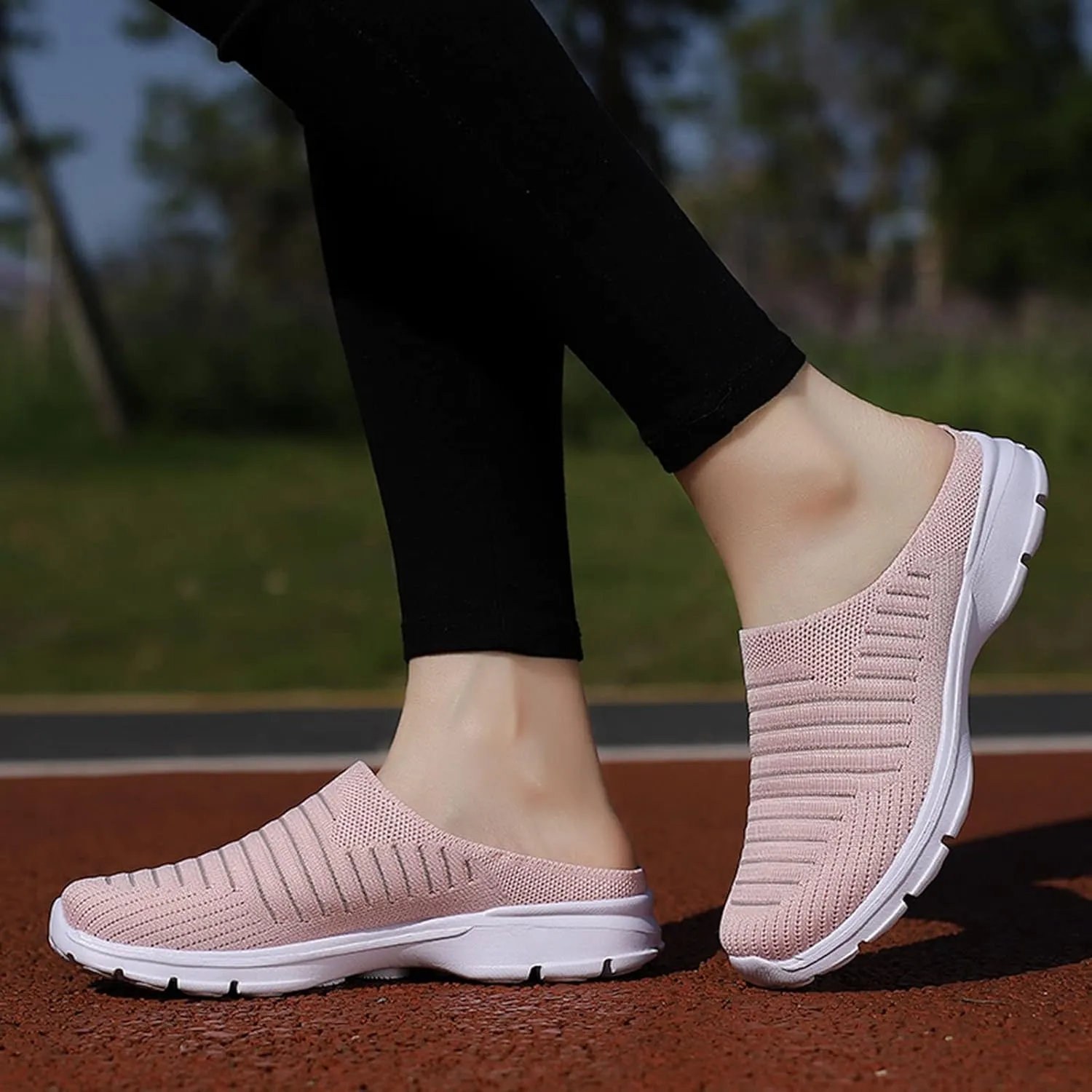 Womens Backless Sneakers Mesh Slip-on Mule Shoes Non Slip Work Shoes Women Food Service Casual Black Shoes Shoes Sneakers Waterproof Tennis Shoe Loafers Casual Slip On