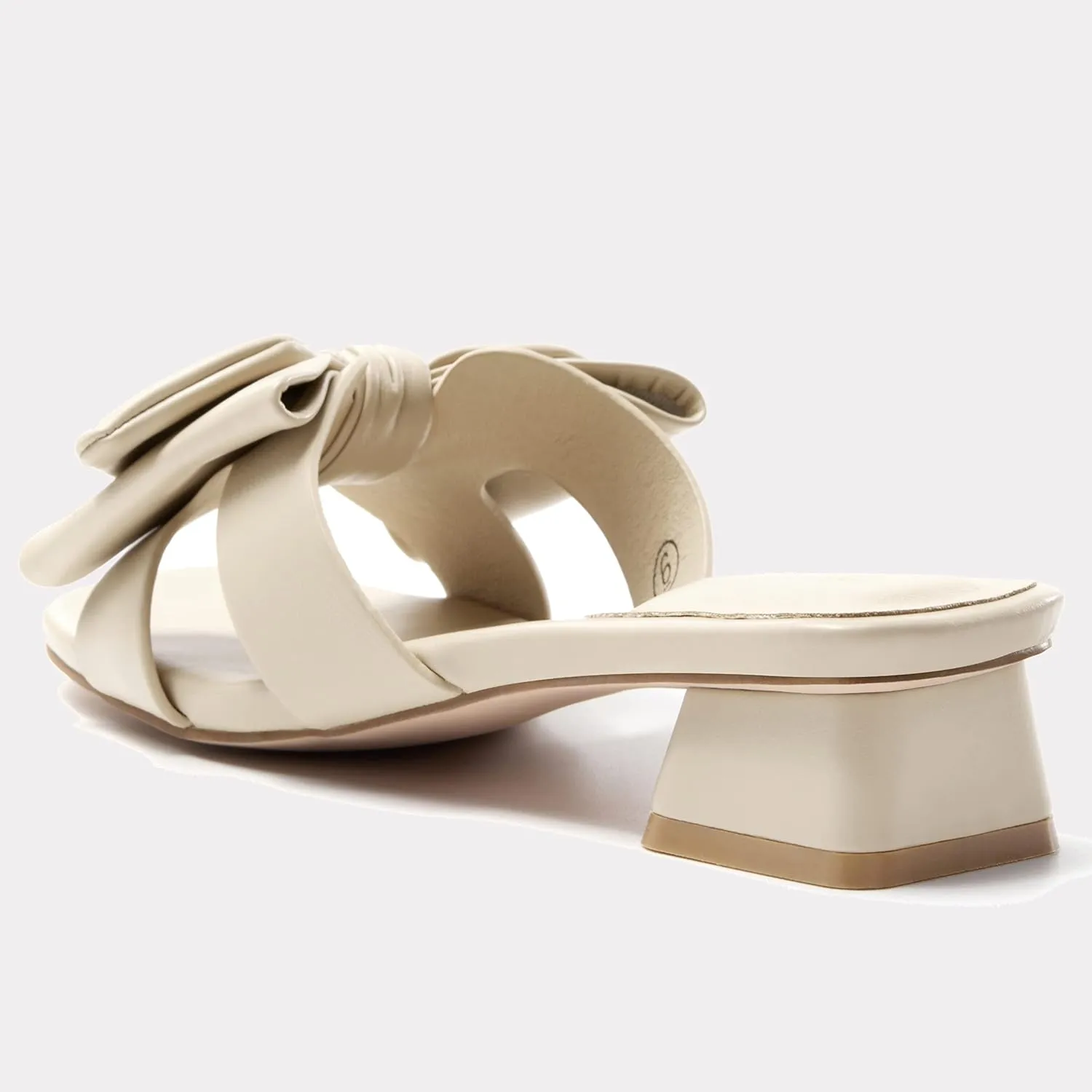 Womens Bow Dressy Low Heel Sandals Slides Summer Chunky Block Heeled Open Toe Mules Slip on Slippers Shoes