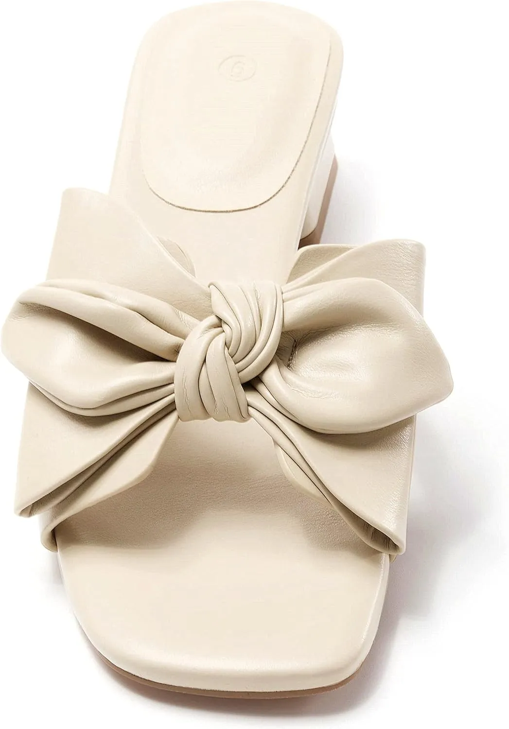 Womens Bow Dressy Low Heel Sandals Slides Summer Chunky Block Heeled Open Toe Mules Slip on Slippers Shoes