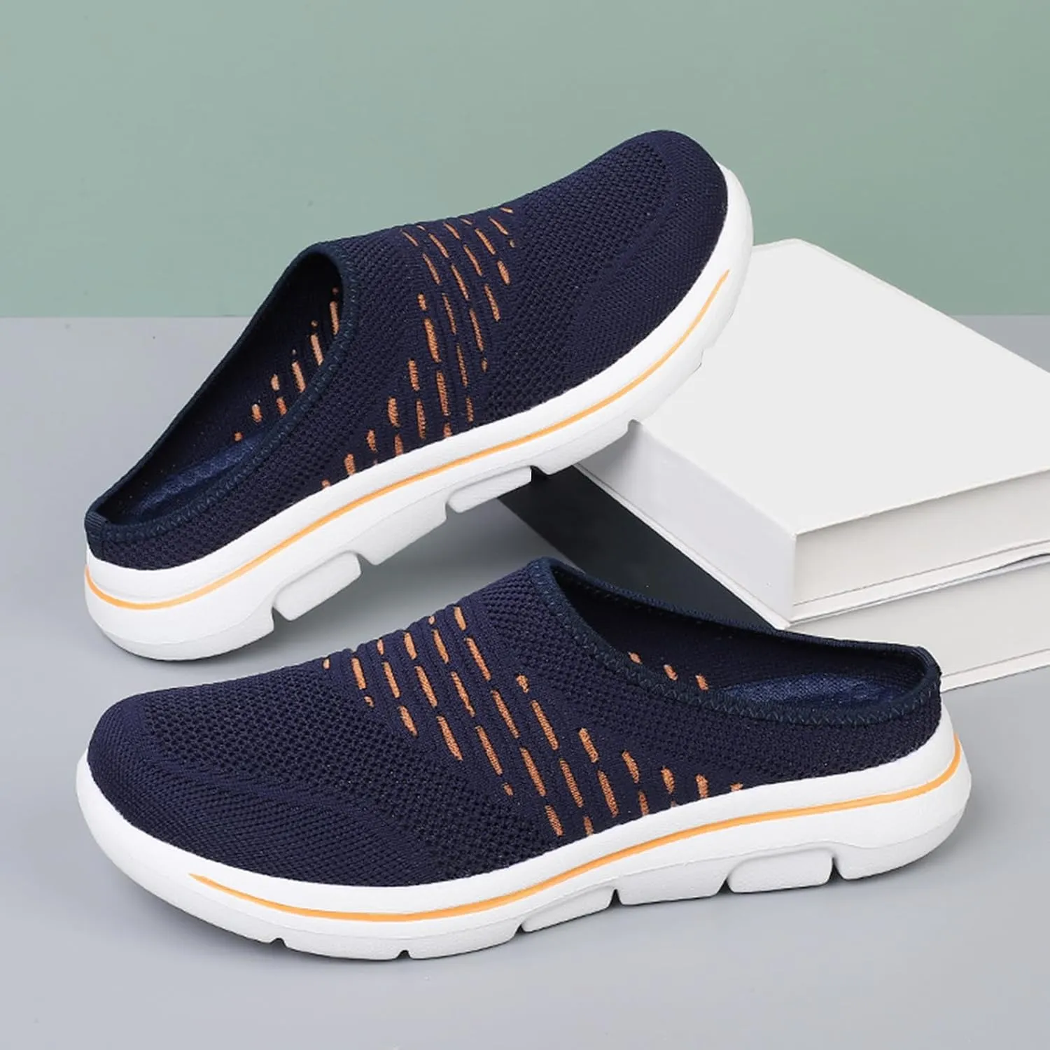 Womens Breathable Mesh Walking Mules Lightweight Breathable Slippers Mesh Slip-on Mule Shoes Orthopedic Closed Toe Sandal