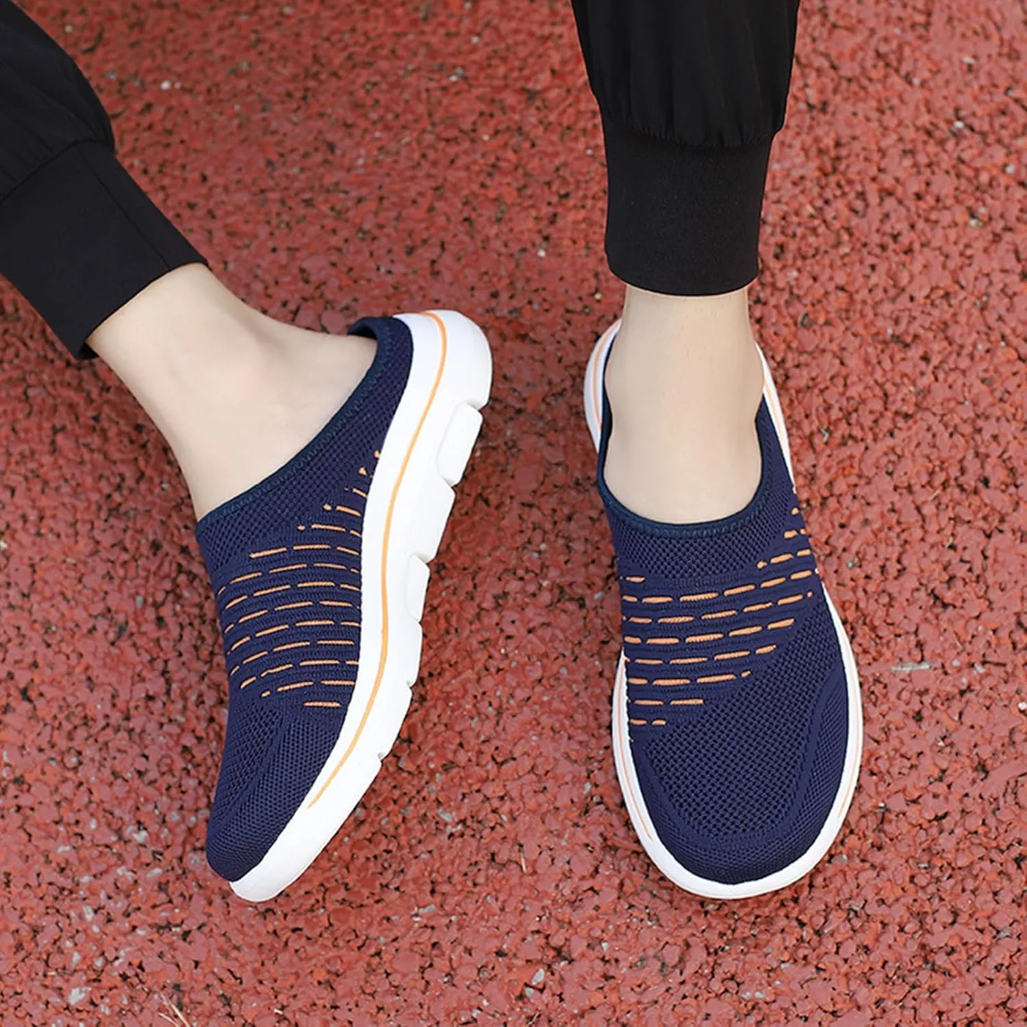 Womens Breathable Mesh Walking Mules Lightweight Breathable Slippers Mesh Slip-on Mule Shoes Orthopedic Closed Toe Sandal