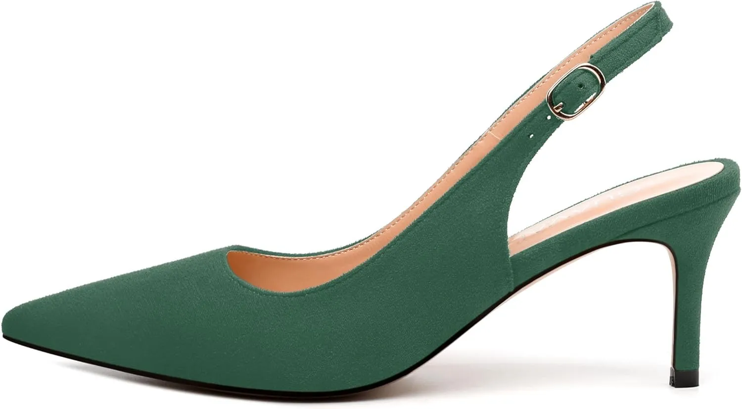 Women's Buckle Slingback Pumps, Pointed Closed Toe Mid Stiletto Heels, Slip On Fashion Solid Suede Working Wedding Dress Shoes for Women