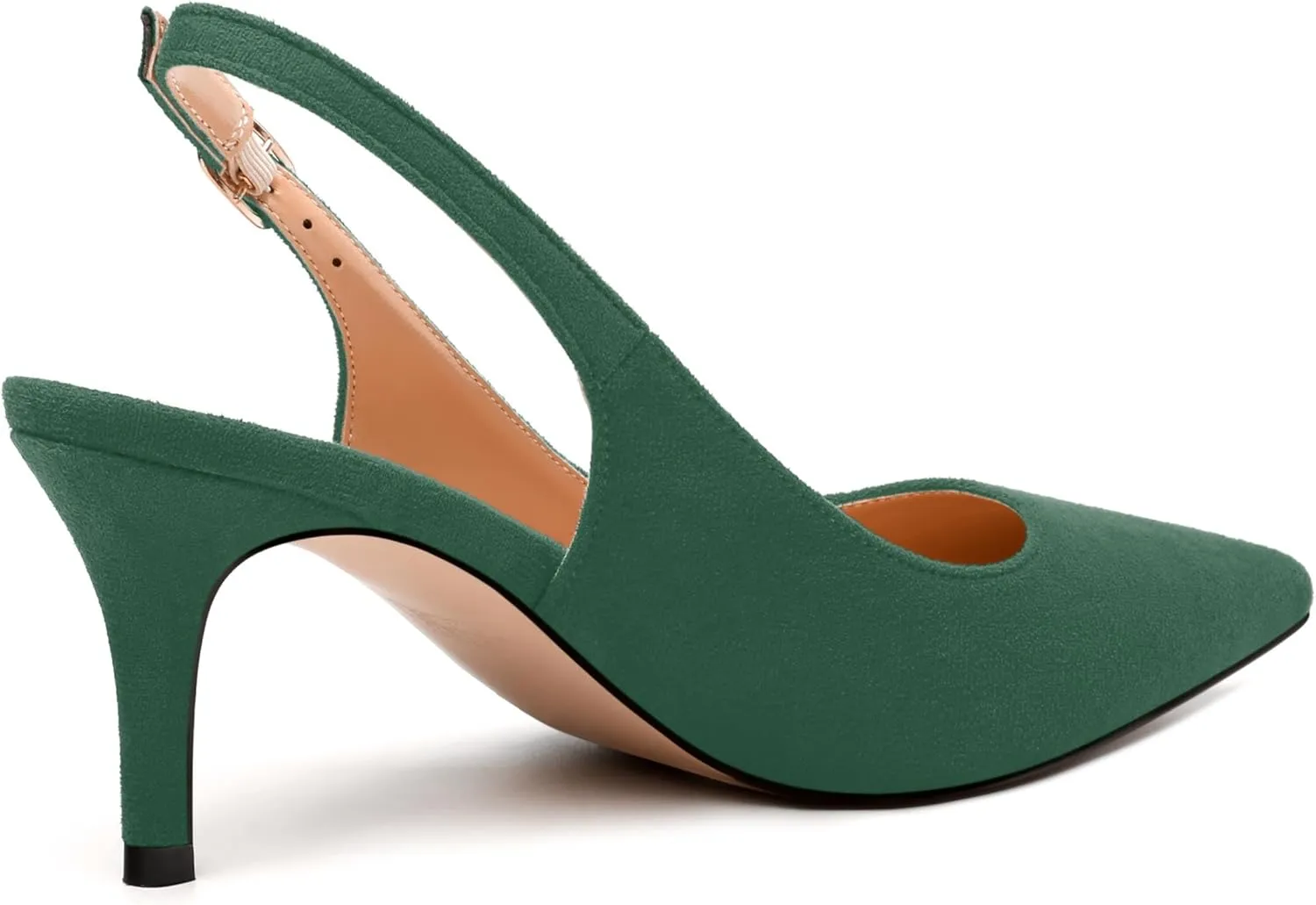 Women's Buckle Slingback Pumps, Pointed Closed Toe Mid Stiletto Heels, Slip On Fashion Solid Suede Working Wedding Dress Shoes for Women