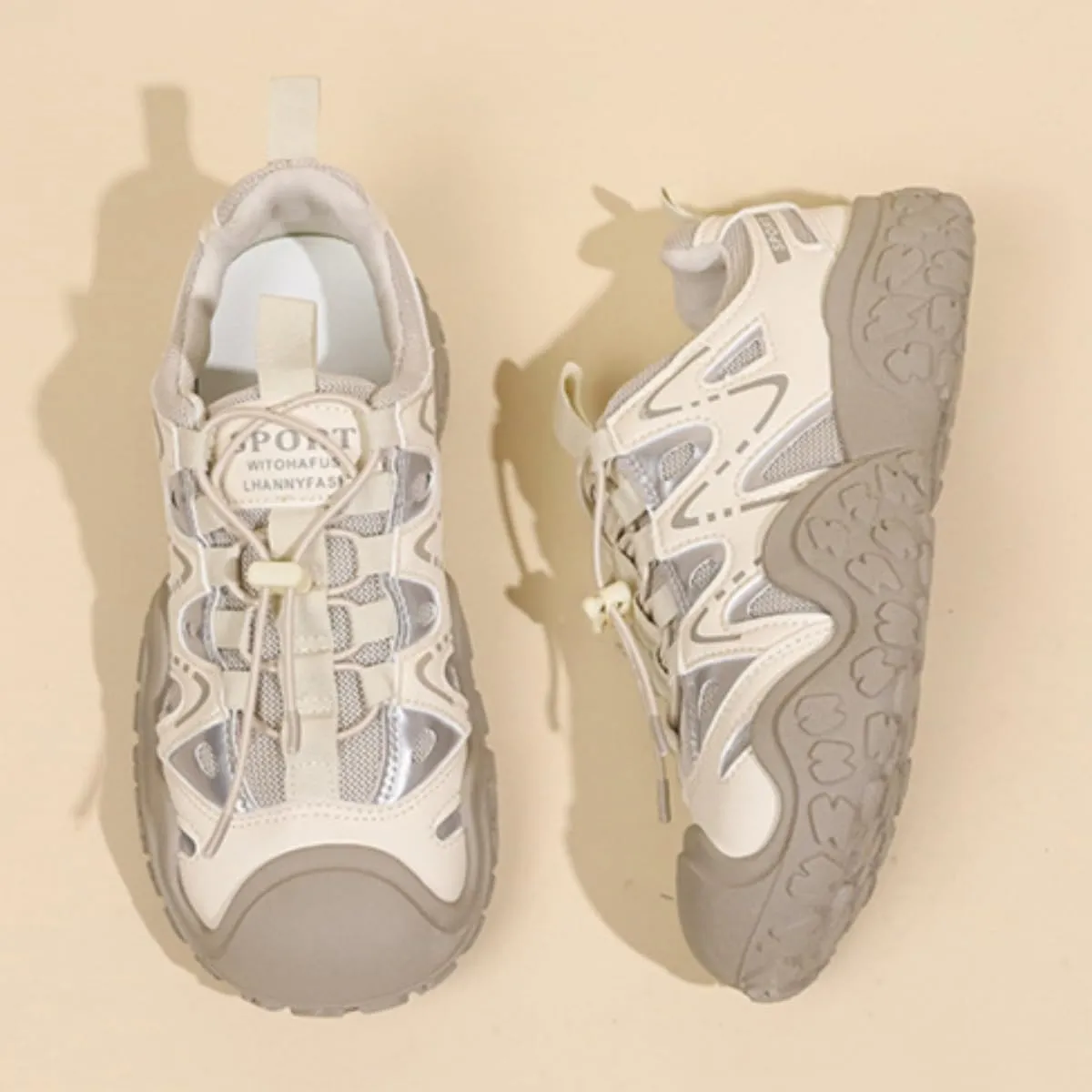 Women’s Chunky Dad Sneakers – Fashion Platform Mesh Trainers with Leather Patchwork, Breathable Lace-Up Sports Shoes for Spring & Fall