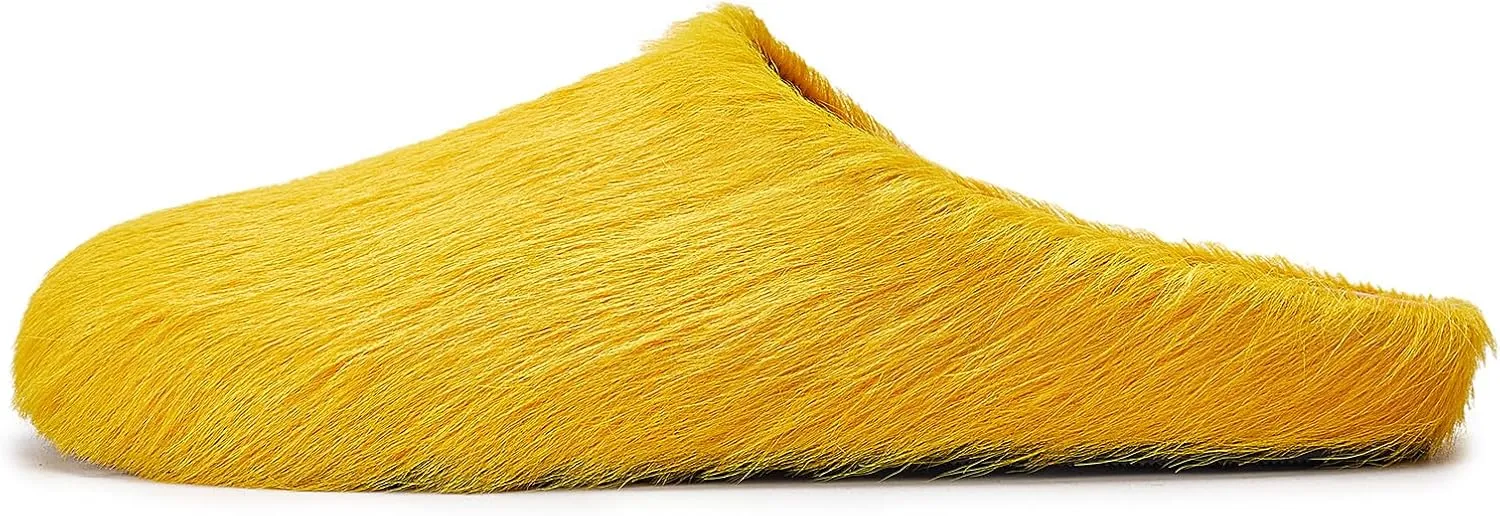Womens Faux Fur Slide Slippers Sandals Closed Round Toe Slip-On Platform House Flat Mules