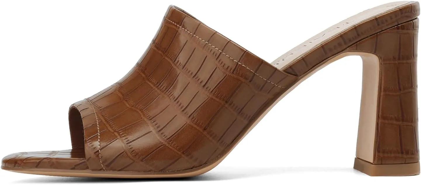 Women's High Block Heeled Mule Sandals Sexy Open Toe Heels Slip on Mules Comfortable Casual Dress Pumps Shoes for Dating Daily