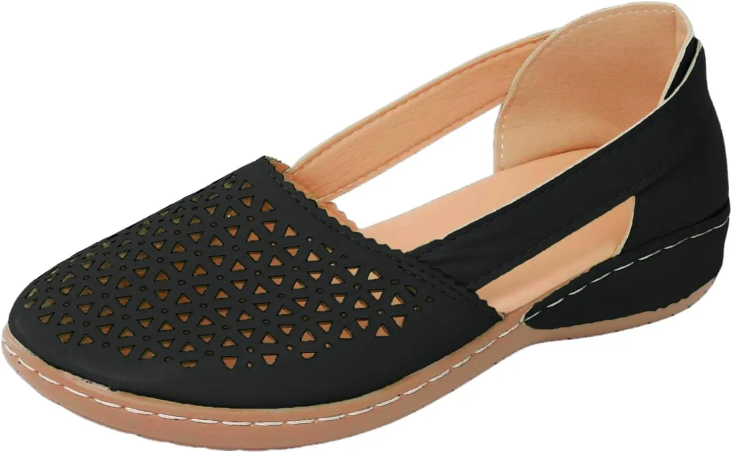 Women's Leather Platform Wedge Orthopedic Sandals 2025 Fashionable Comfortable Closed Toe Hollow Out Wedge Heeled Thick Soled Sandals Beach Vacation Travel Summer Casual Lightweight Wedding Shoes