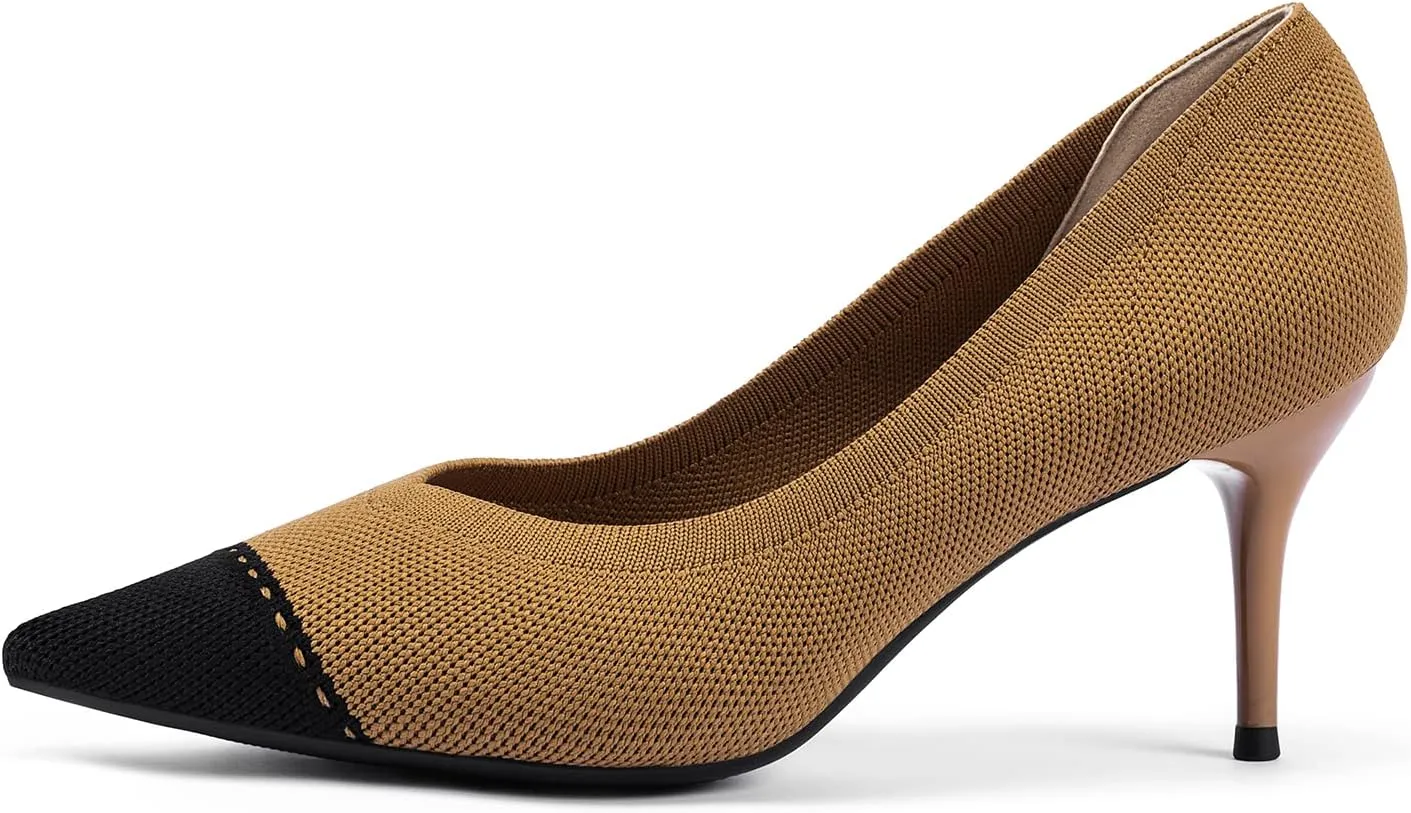 Womens Low Heel Pointed Toe Pump Shoes