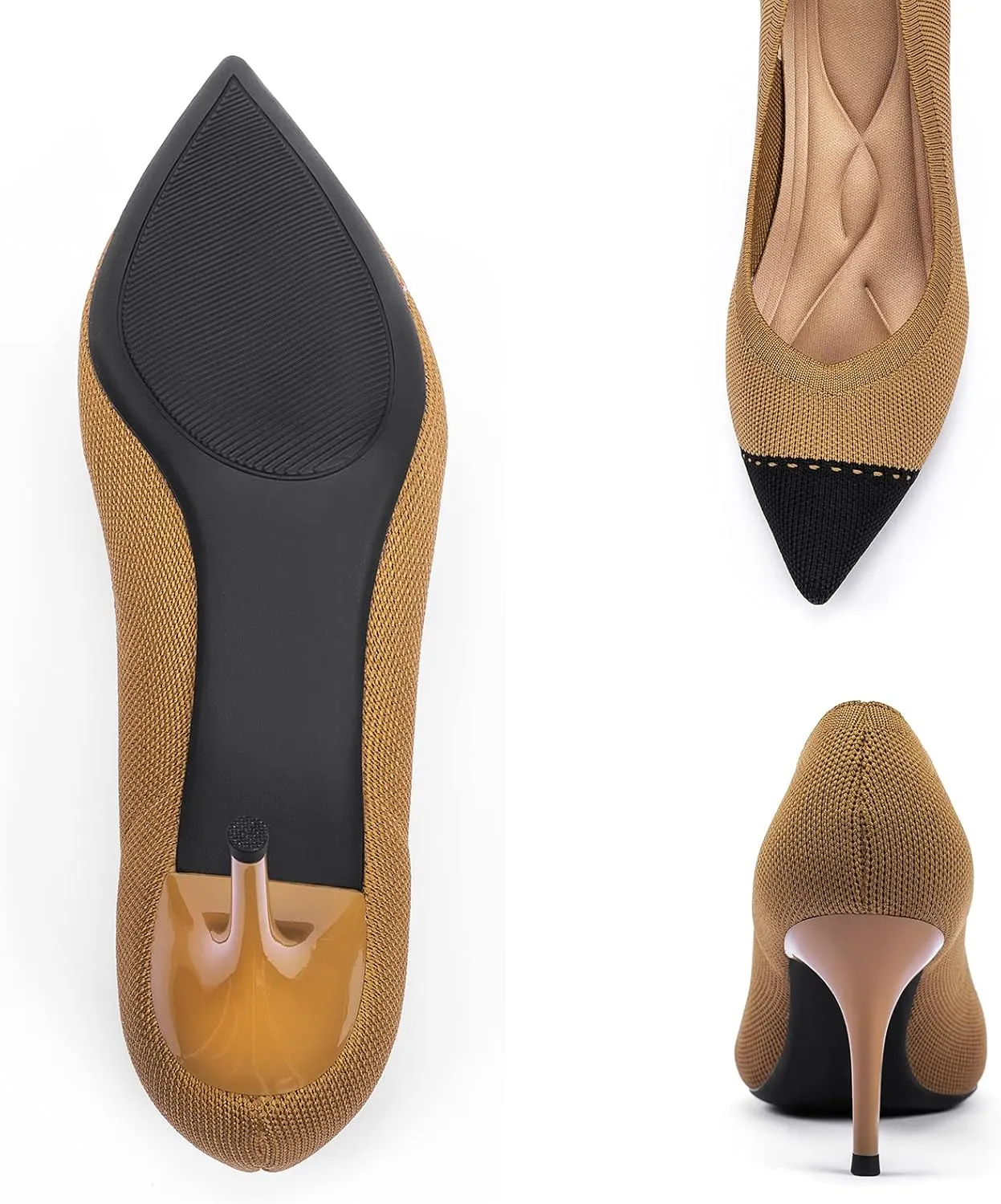 Womens Low Heel Pointed Toe Pump Shoes
