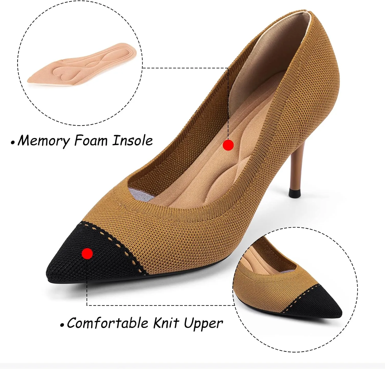 Womens Low Heel Pointed Toe Pump Shoes
