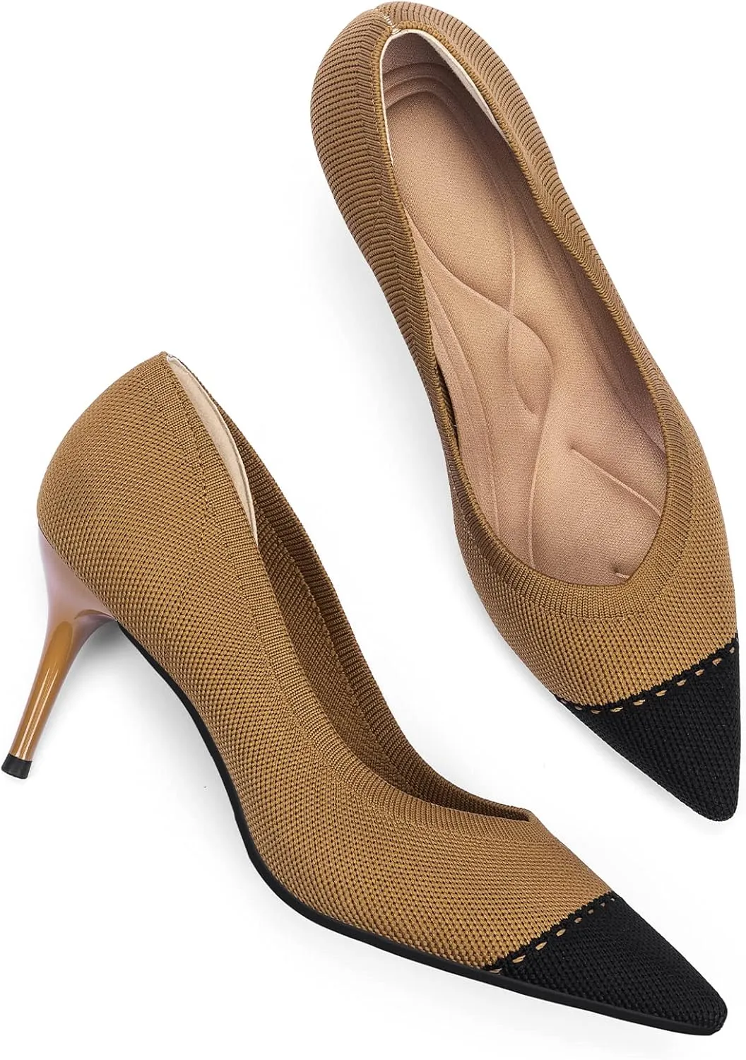 Womens Low Heel Pointed Toe Pump Shoes
