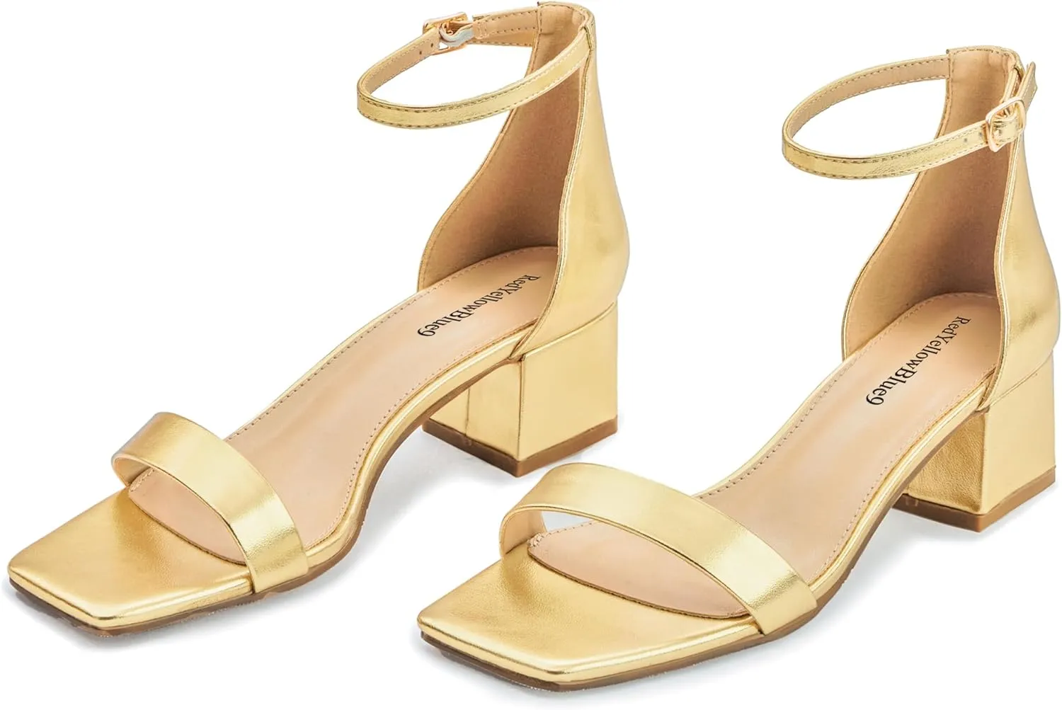Women's Low Heels Square Open Toe Block Heeled Dress Ankle Strap Pump Holiday Party Homecoming Prom Wedding Sandals Fashionable
