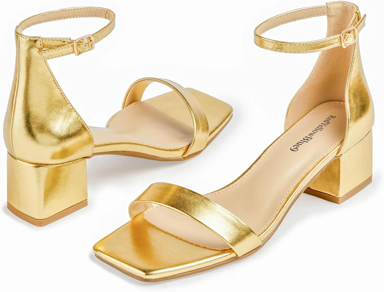 Women's Low Heels Square Open Toe Block Heeled Dress Ankle Strap Pump Holiday Party Homecoming Prom Wedding Sandals Fashionable