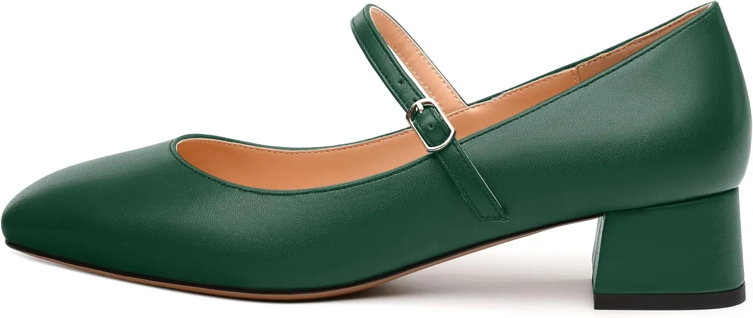 Women's Mary Jane Pumps With Low Block Heel and Square Toe - 1.3" Daily Shoes