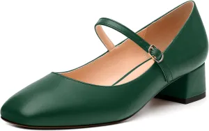 Women's Mary Jane Pumps With Low Block Heel and Square Toe - 1.3" Daily Shoes