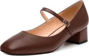 Women's Mary Jane Pumps With Low Block Heel and Square Toe - 1.3" Daily Shoes