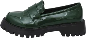 Women's Patent Leather Thick-Soled Loafers, Non-Slip wear-Resistant Artificial Leather Material, Crocodile Pattern Embossed Casual Business Work Shoes Commuting one Foot Stirrups