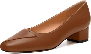 Womens Pumps, Low Chunky Block Heels for Women, Square Toe Womens Dress Shoes for Party and Office, Patent Dress Pumps