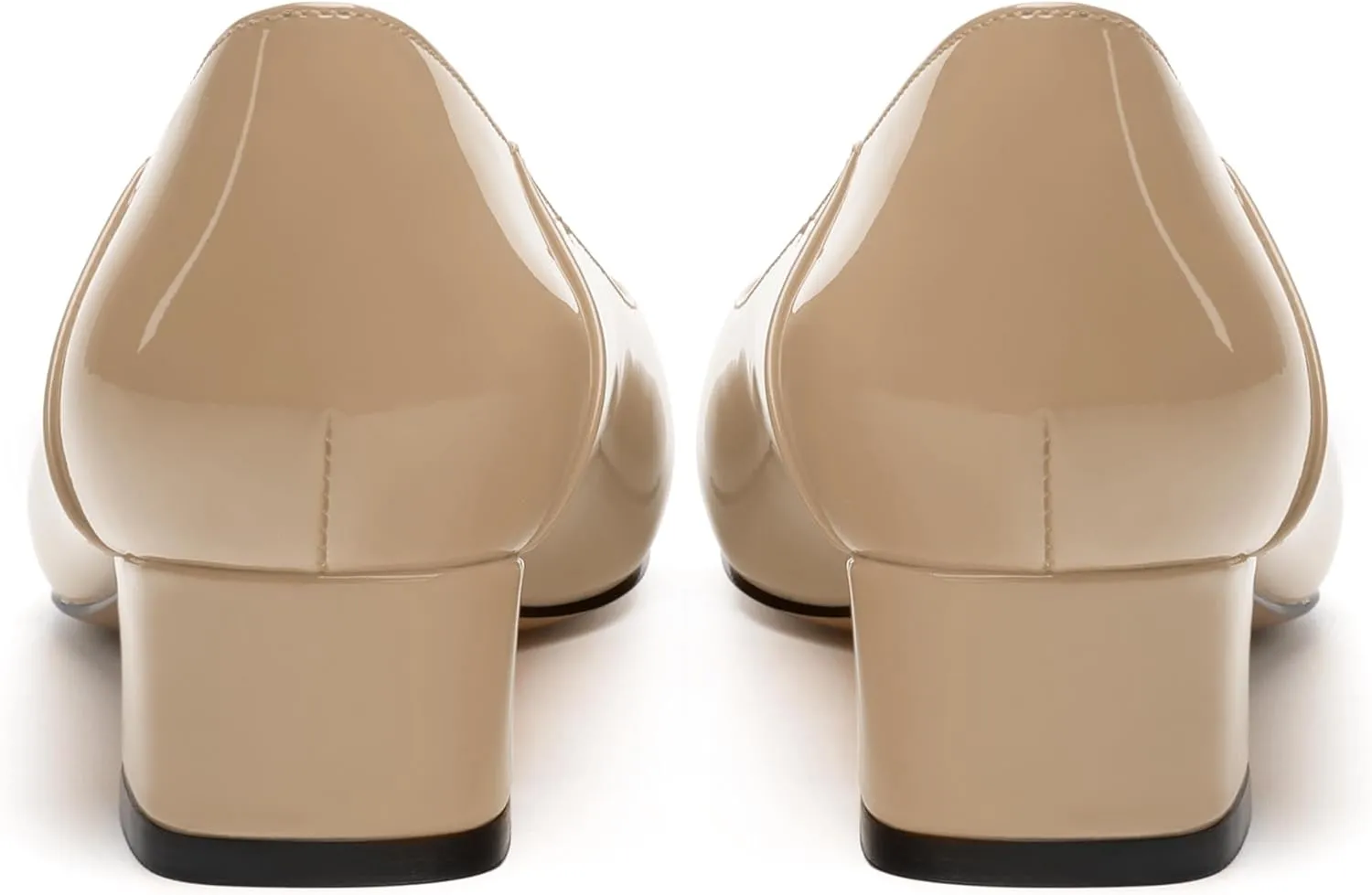 Womens Pumps, Low Chunky Block Heels for Women, Square Toe Womens Dress Shoes for Party and Office, Patent Dress Pumps