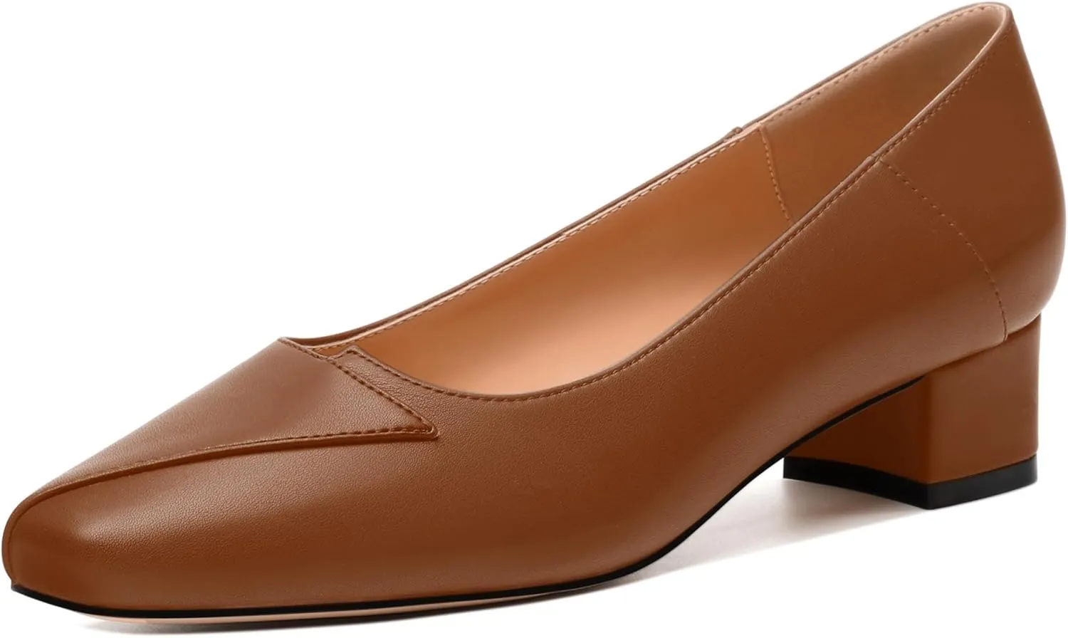 Womens Pumps, Low Chunky Block Heels for Women, Square Toe Womens Dress Shoes for Party and Office, Patent Dress Pumps