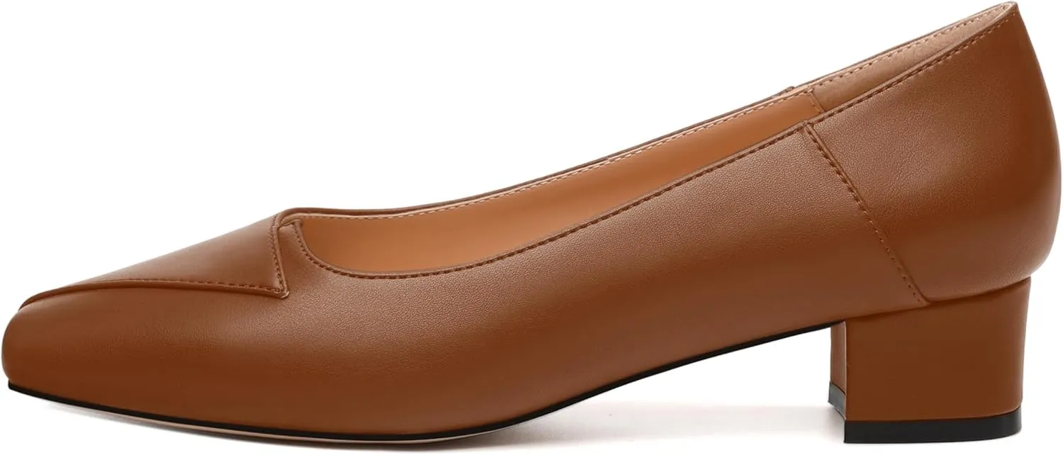 Womens Pumps, Low Chunky Block Heels for Women, Square Toe Womens Dress Shoes for Party and Office, Patent Dress Pumps