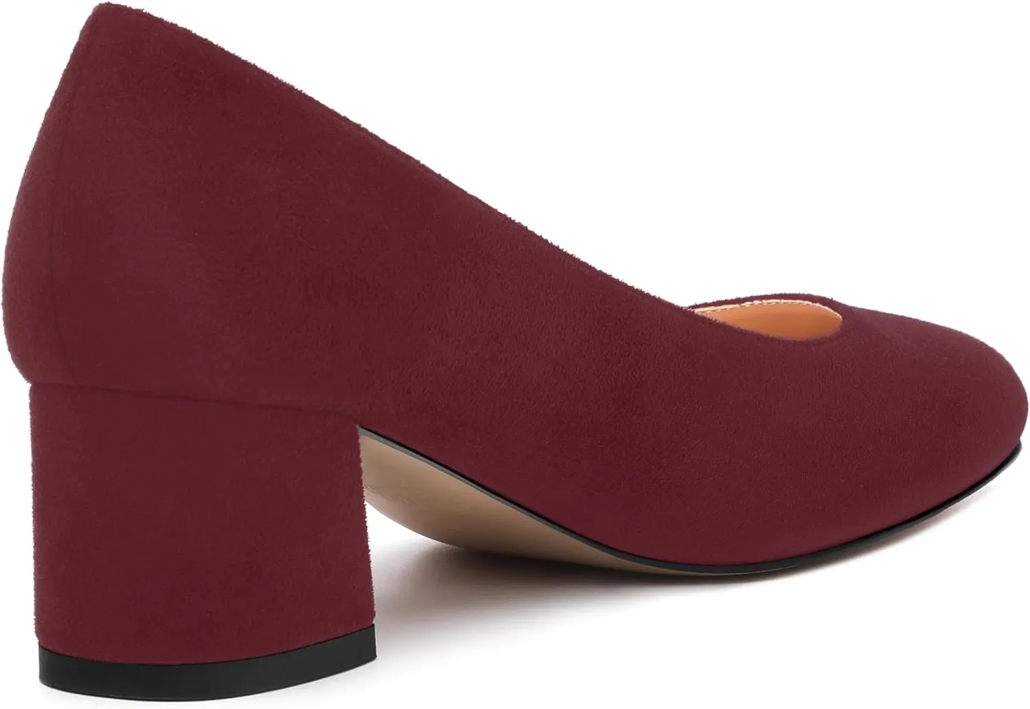 Women's Pumps, Round Closed Toe Low Chunky Heels, Fashion Slip On Comfort Solid Faux Suede Pump Shoes for Women