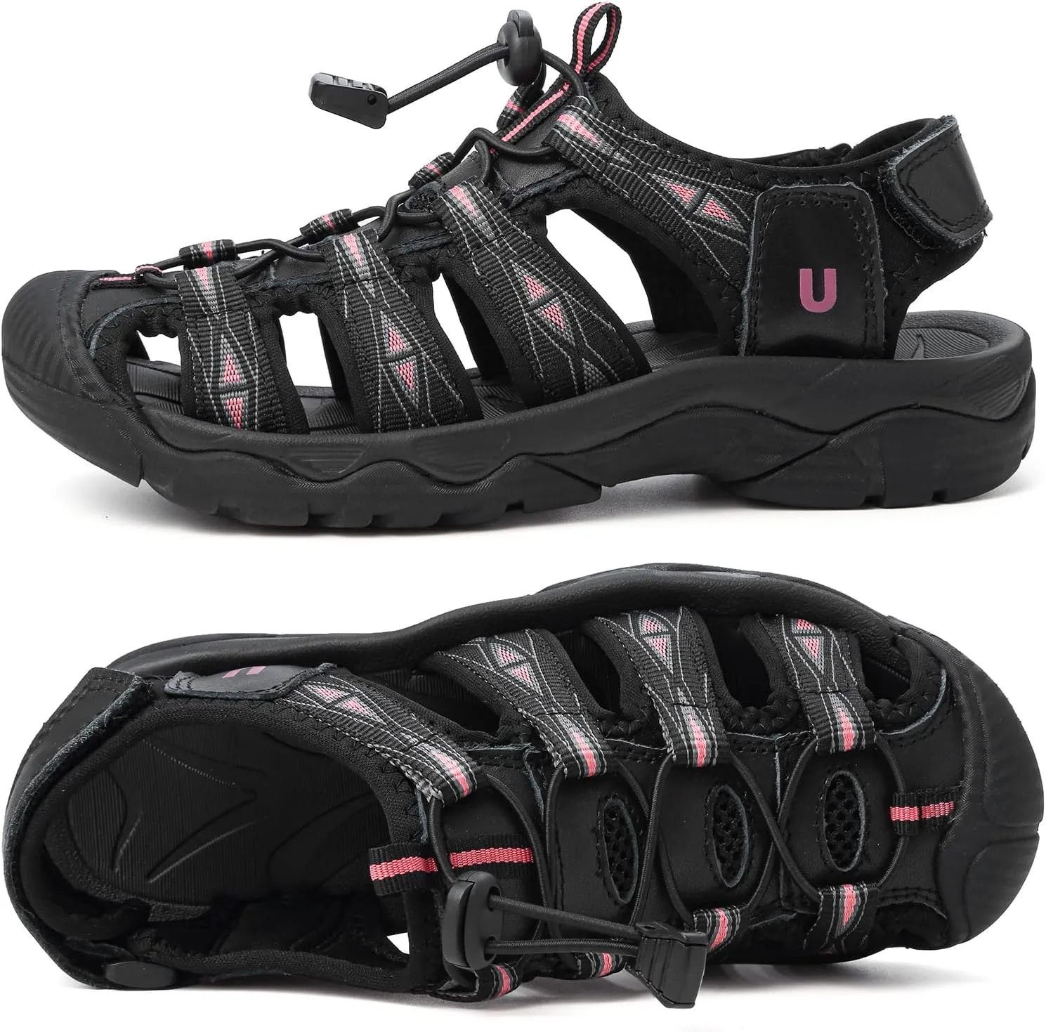 Women's Sport Hiking Sandals Closed Toe Summer Outdoor Athletic Walking Sandal Adventure Lightweight Comfortable Beach Sandals Water Shoes