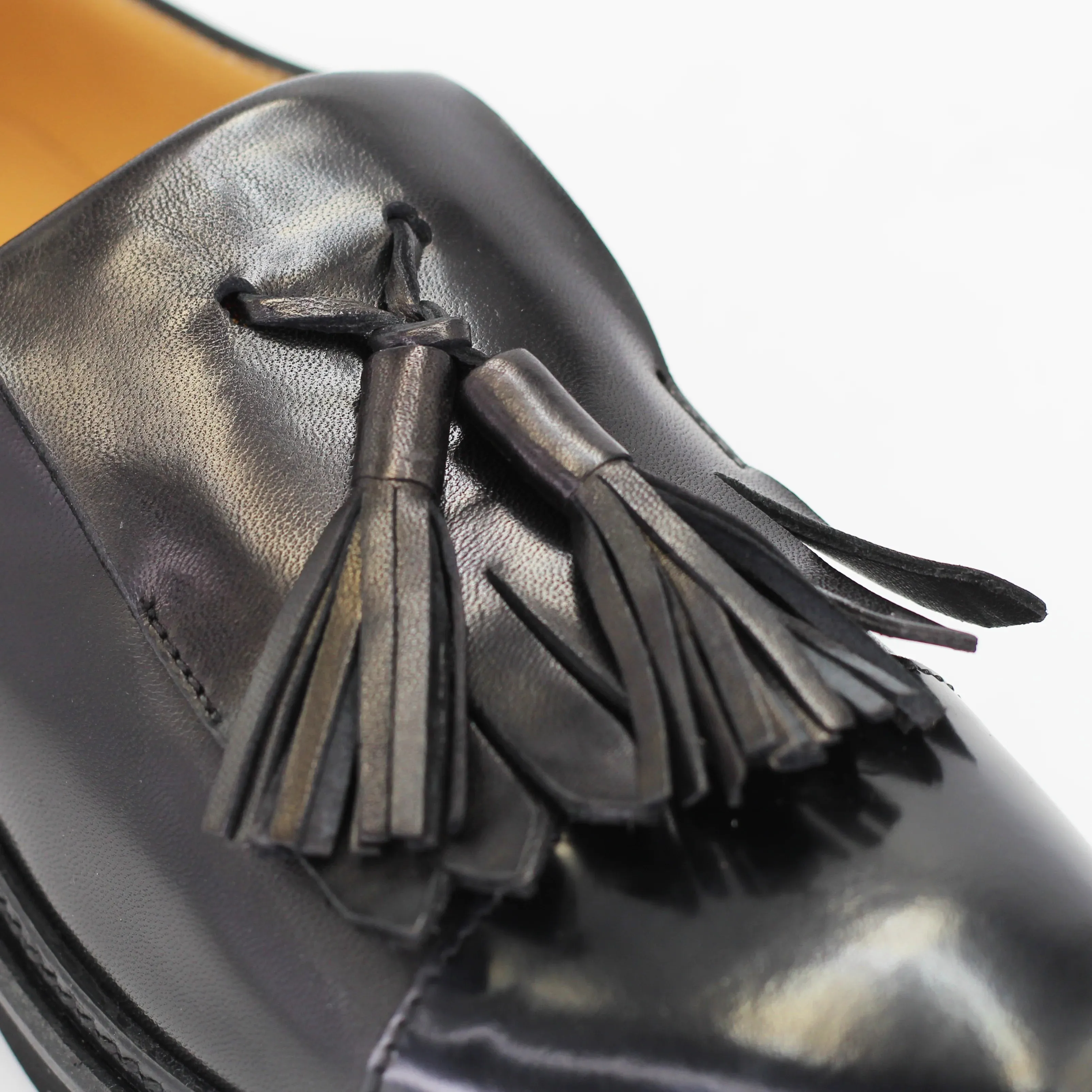 Women's tassel loafer in calf leather nero (CD411)