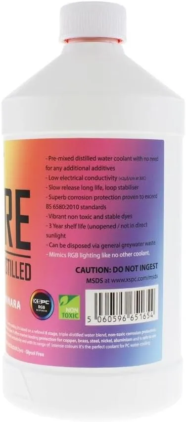 XSPC Pure Premix Distilled PC Coolant, 1 Liter, Luminara, 2-Pack