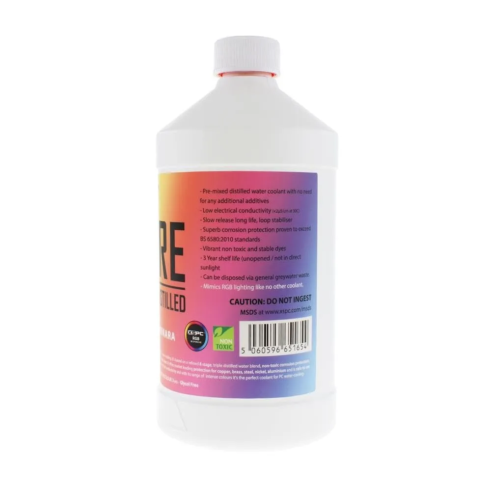 XSPC Pure Premix Distilled PC Coolant (1000mL) with Filling Cap/Straw Bundle, Luminara