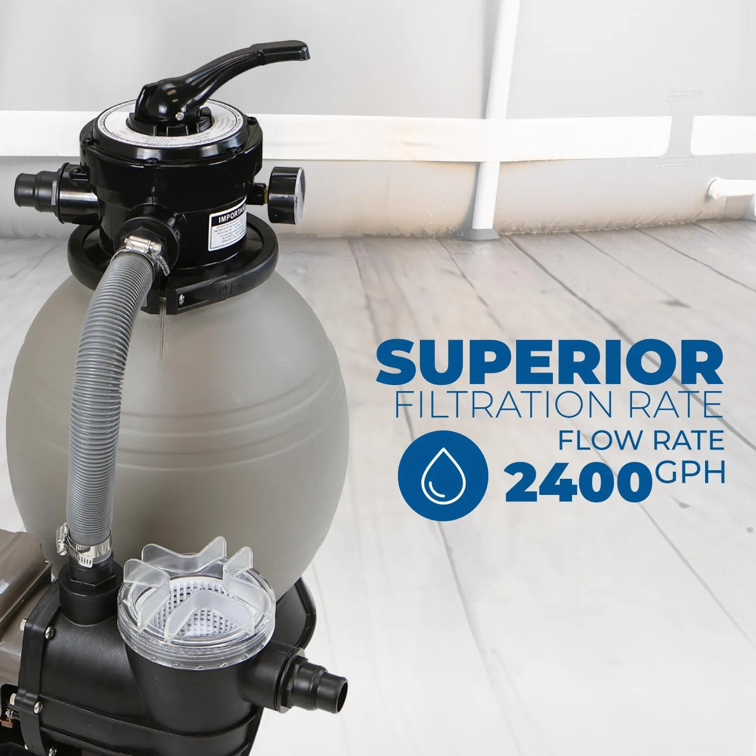 XtremepowerUS 13" Sand Filter with 3/4HP Pool Pump Digital Programmer Timer 2,640 GPH for Above Ground Swimming Pool Pump Set Up To 10,000 Gallons