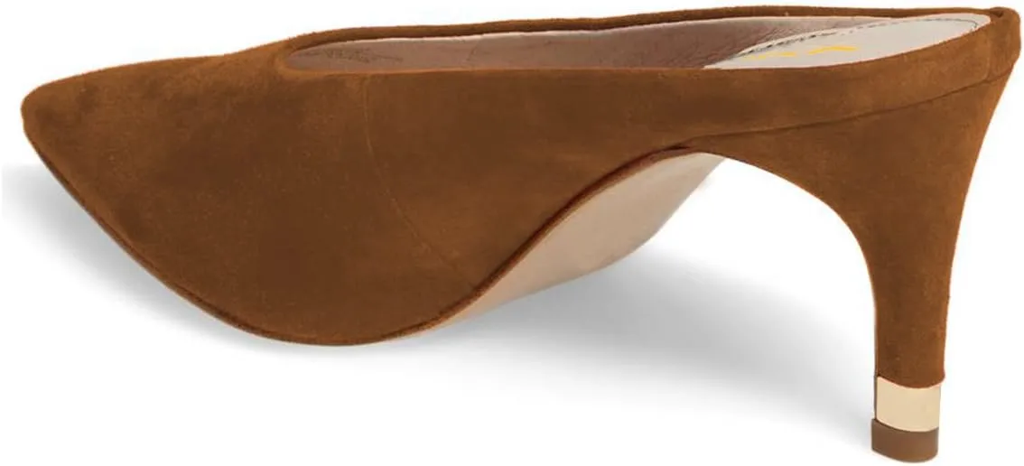 XYD Women Retro Pointed Toe Mid Heel Mules Slip On Clog Sandals Casual Slide Pumps Shoes