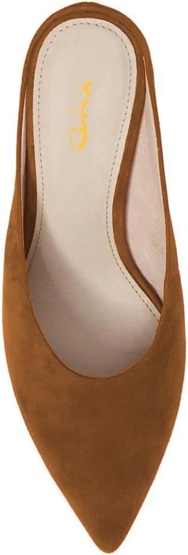 XYD Women Retro Pointed Toe Mid Heel Mules Slip On Clog Sandals Casual Slide Pumps Shoes
