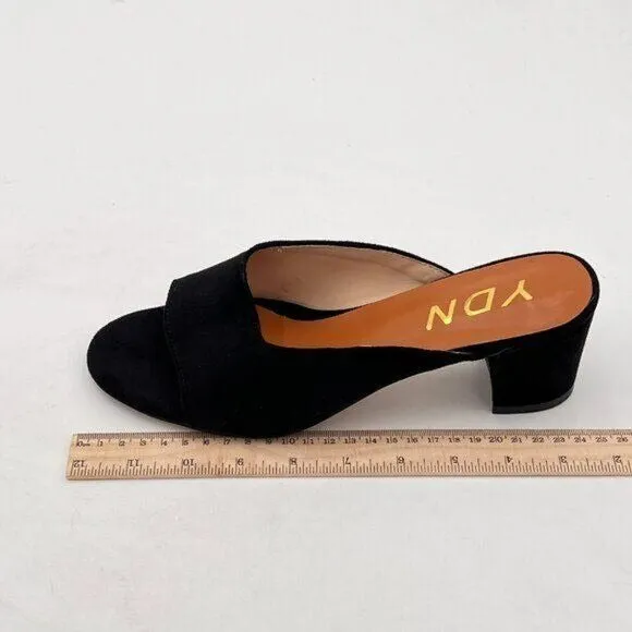YDN Black Low Chunky Heel Slide Mule Open Toe Slipper Dressy Shoes Sandals