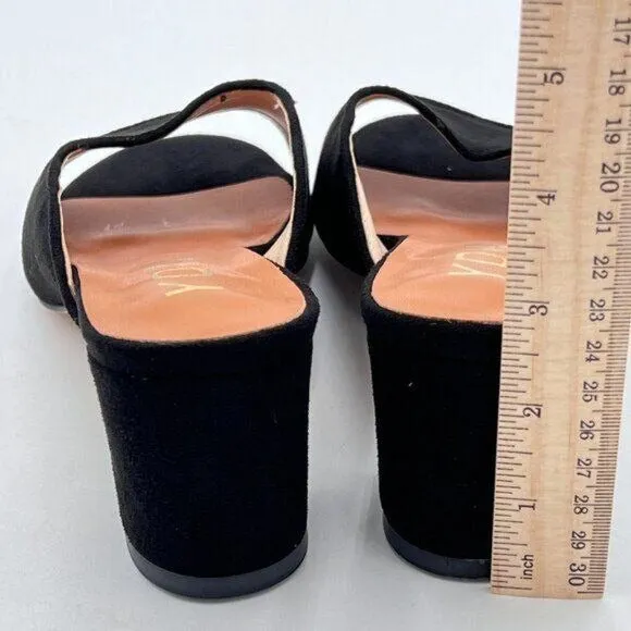 YDN Black Low Chunky Heel Slide Mule Open Toe Slipper Dressy Shoes Sandals