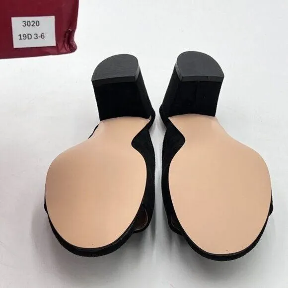 YDN Black Low Chunky Heel Slide Mule Open Toe Slipper Dressy Shoes Sandals