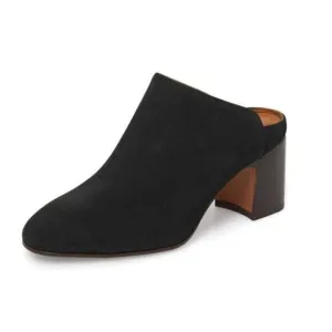 YDN Women Classic Block Chunky Mid Heels Slide Mule Clogs Dressy Slip On Closed