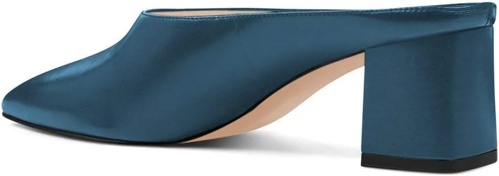 YDN Women Retro Pointed Toe Mules Pumps Block Mid Heel Slip On Slide Sandal Comfort Clog Shoes