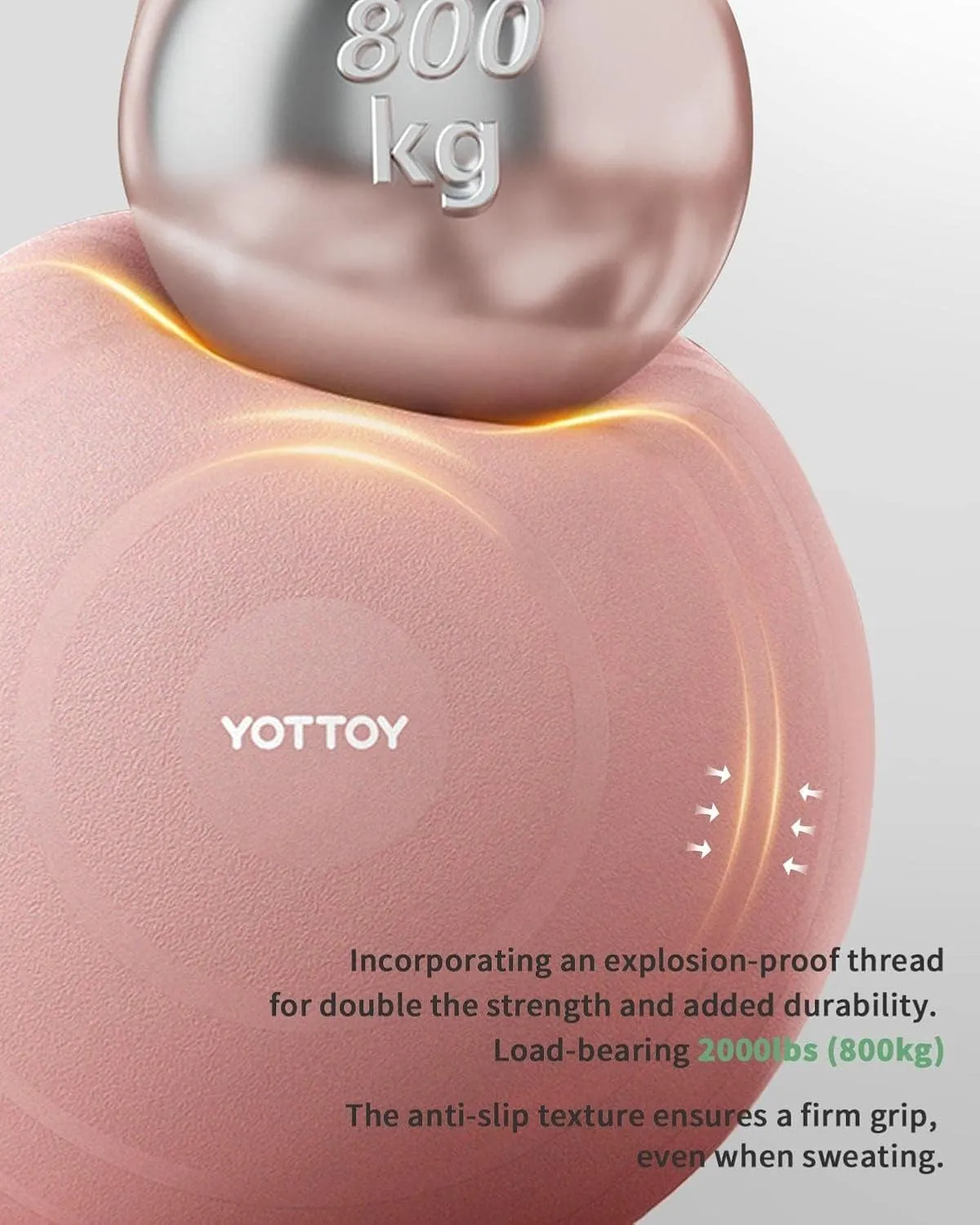 YOTTOY Anti-Burst Exercise Ball for Working Out, Yoga & Pregnancy, Extra Thick Workout Ball for Physical Therapy & Fitness