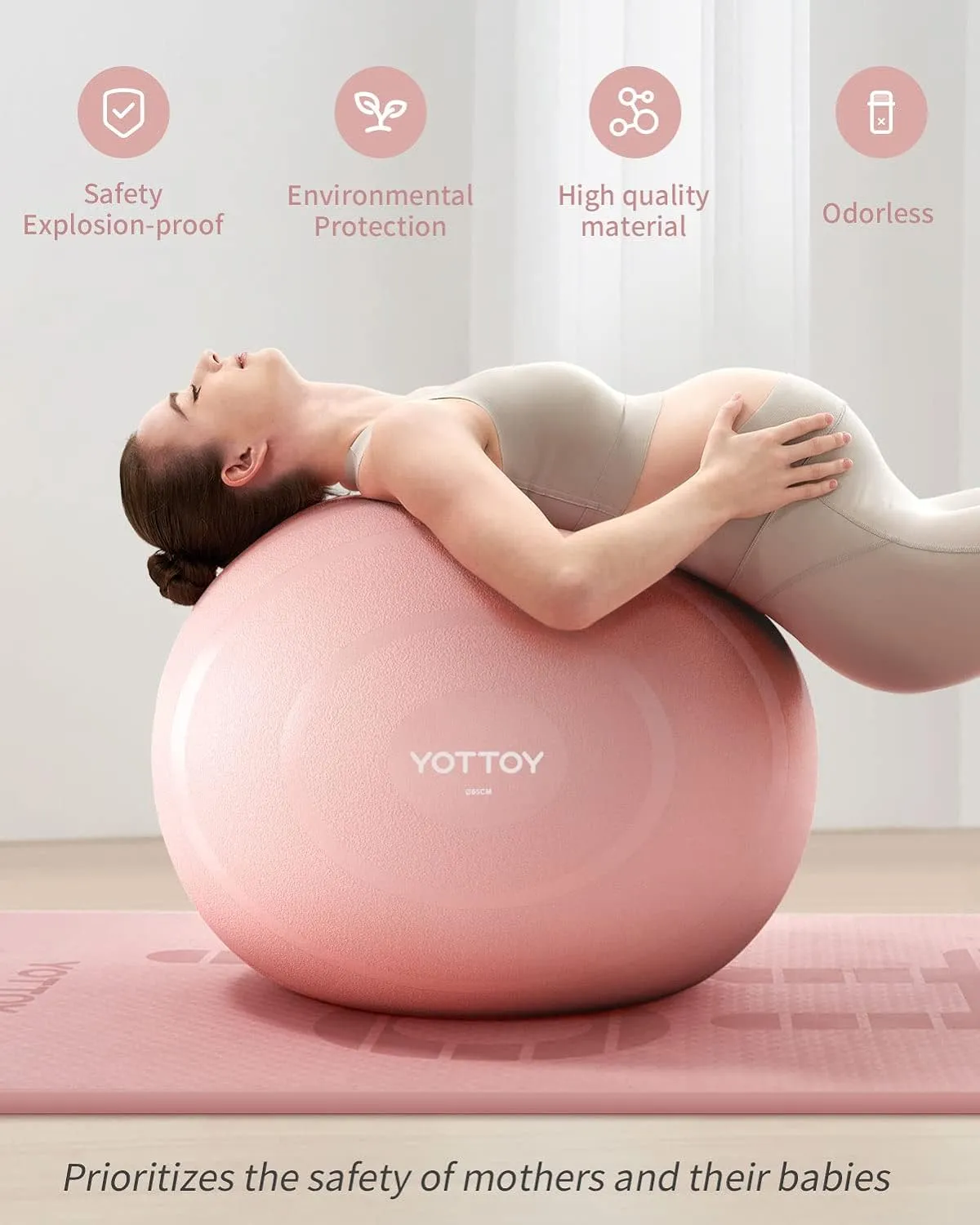 YOTTOY Anti-Burst Exercise Ball for Working Out, Yoga & Pregnancy, Extra Thick Workout Ball for Physical Therapy & Fitness