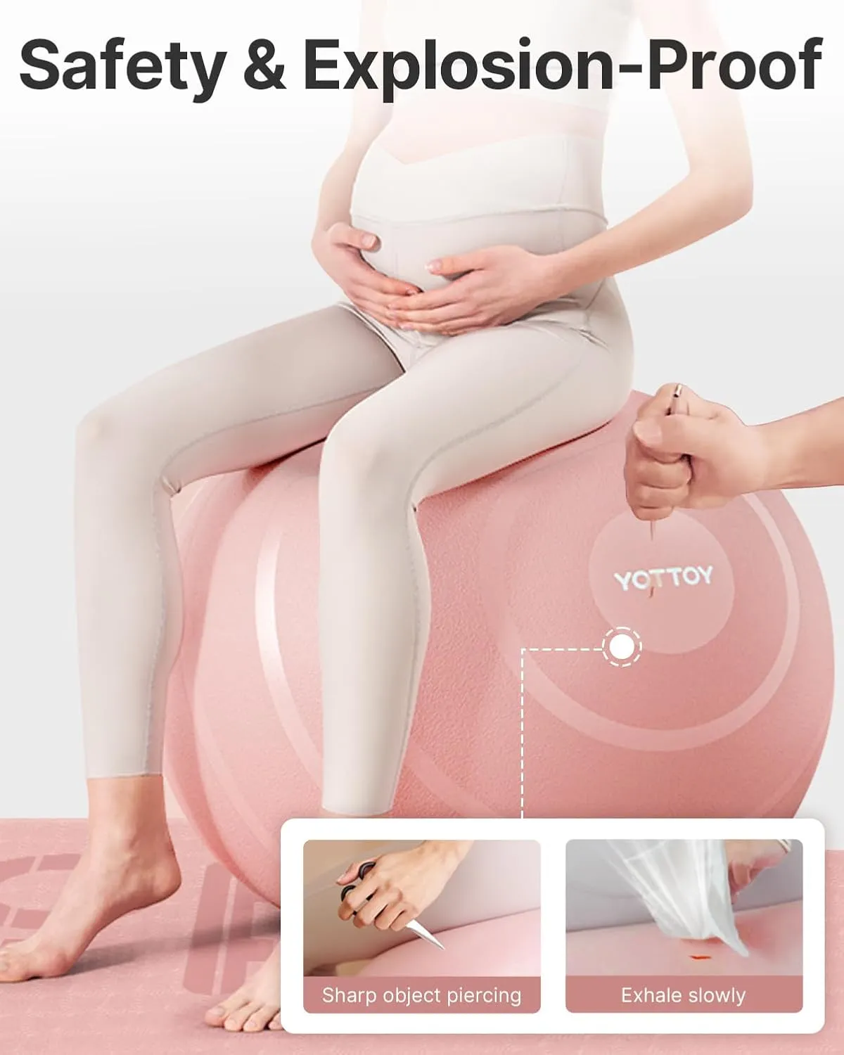 YOTTOY Anti-Burst Exercise Ball for Working Out, Yoga & Pregnancy, Extra Thick Workout Ball for Physical Therapy & Fitness