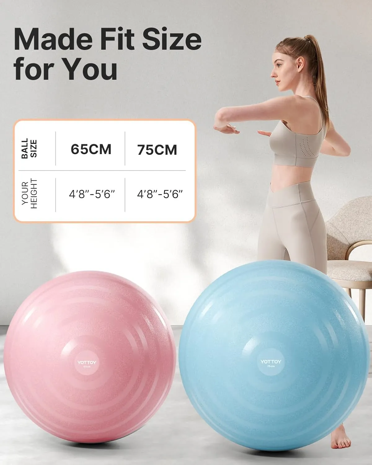 YOTTOY Pregnancy Ball - 1.8mm Thick Birthing Ball for Maternity Physio and Birth Preparation, Yoga and Exercise for Pregnancy - Includes Pump
